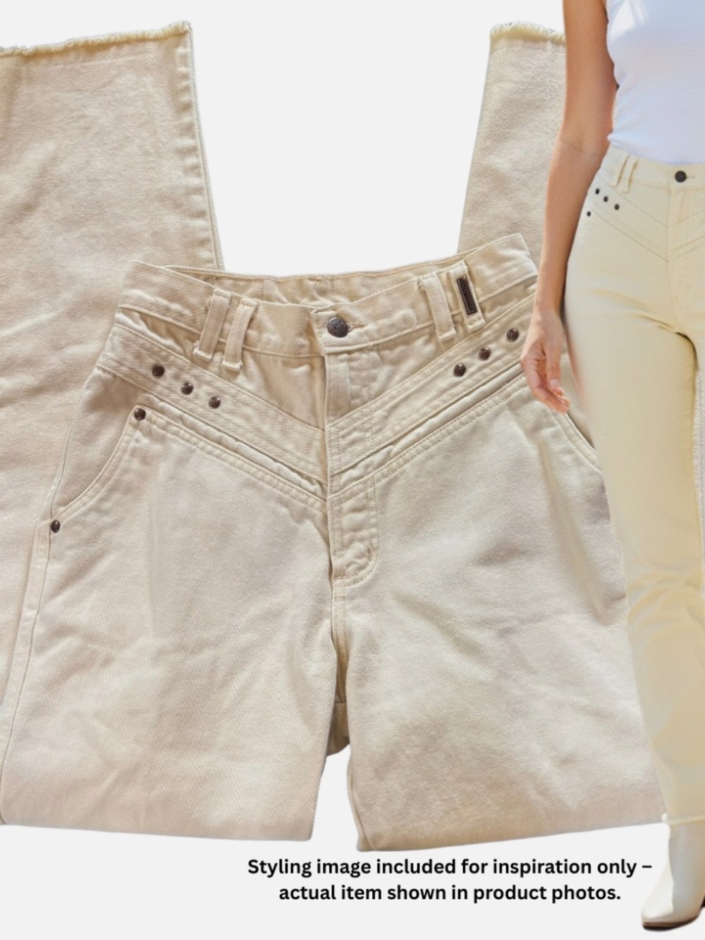 Vintage 90s Rockies high rise V yoke taper leg bareback butter yellow jeans